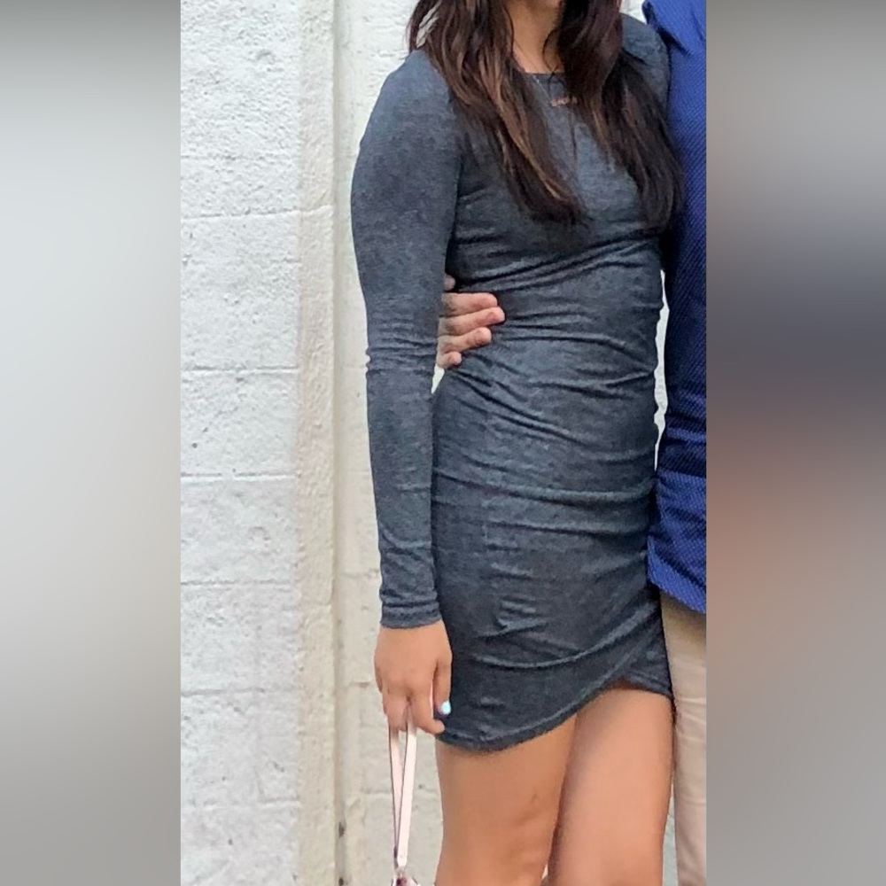 Gray long sleeve mini dress